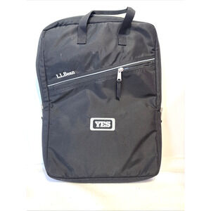 LL Bean Tech Tote Padded Laptop Case Handles Pockets Black Work School 10x14 Zip